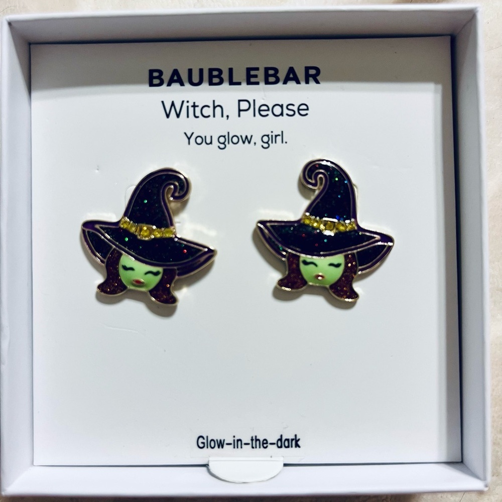 Baublebar Glow in the Dark Witch, Please Earrings (NEW)